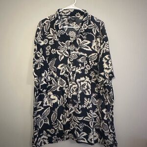 Vintage Polo Jeans Co Ralph Lauren Navy Blue and White Hawaiian Shirt